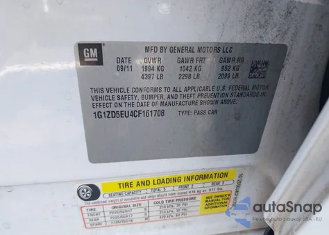 2012 Chevrolet Malibu 2Lt z USA, uszkodzony, nr VIN 1G1ZD5EU4CF161708